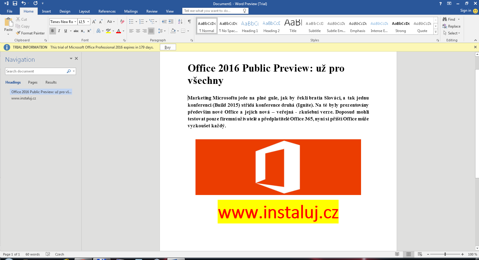 Office 2016 Preview - INSTALUJ.cz - programy ke stažení zdarma