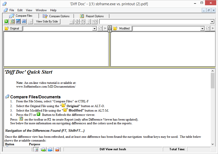 Výchozí obrazovka Diff Doc Výchozí obrazovka Diff Doc