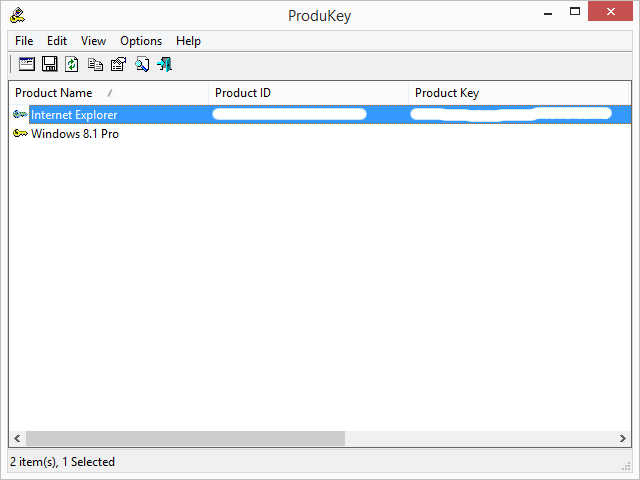 Rozhraní ProduKey Rozhraní ProduKey