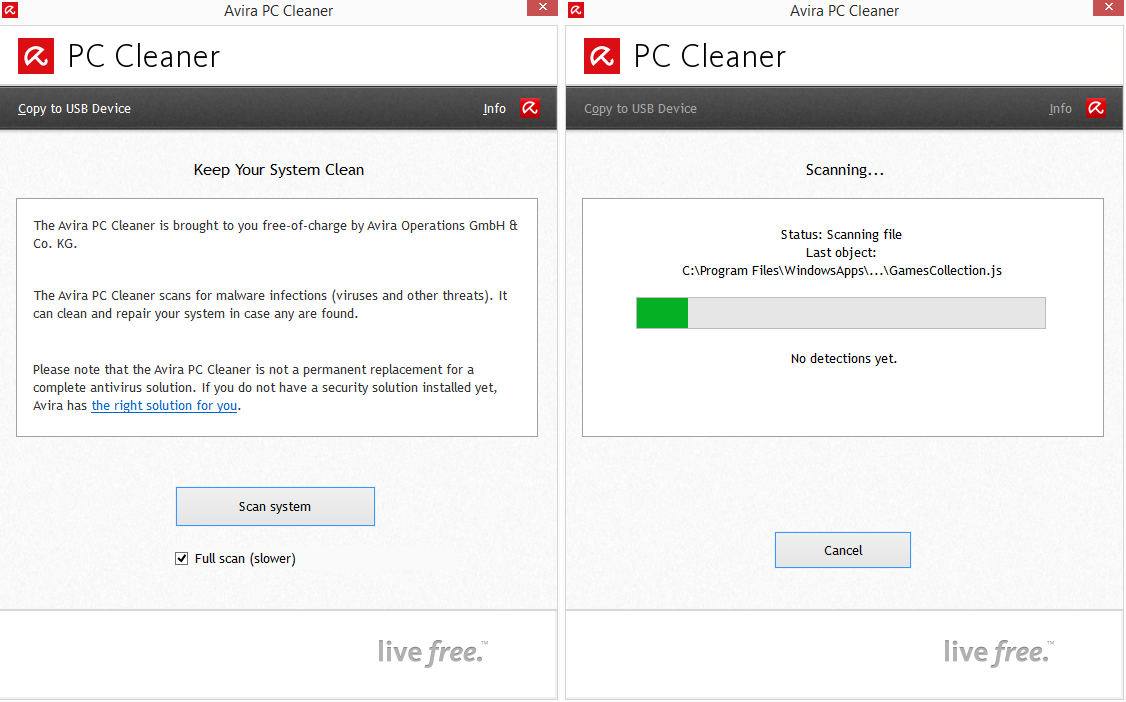 Avira PC Cleaner: nabídky skenování a sken sám Avira PC Cleaner: nabídky skenování a sken sám