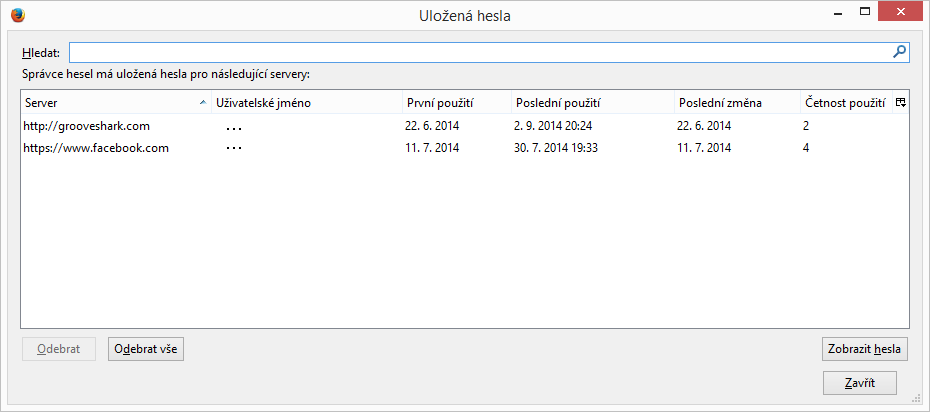 Firefox 32: správce hesel Firefox 32: správce hesel
