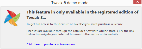 Tweak-8: mnoho funkcí je dostupno pouze v plné verzi Tweak-8 Tweak-8: mnoho funkcí je dostupno pouze v plné verzi Tweak-8