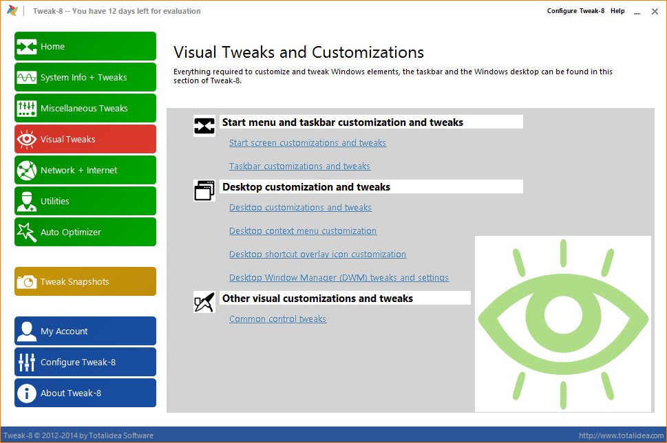 Tweak-8: nastavení vizuálních efektů Tweak-8: nastavení vizuálních efektů