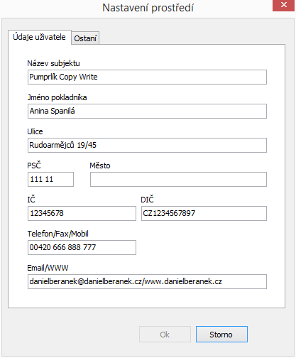 Pokladní kniha: nastavení základních údajů Pokladní kniha: nastavení základních údajů