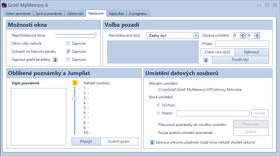 Gold! MyMerory: nastavení vizualizace, oblíbených a Jumplistu Gold! MyMerory: nastavení vizualizace, oblíbených a Jumplistu
