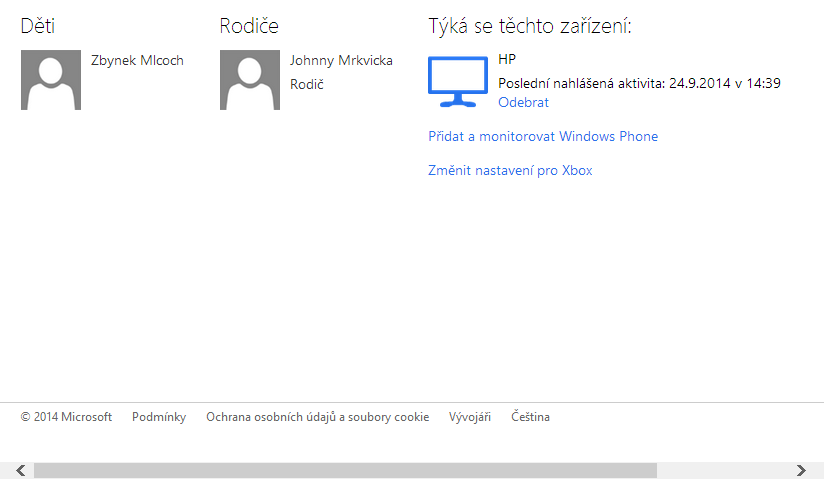 Webové rozhraní Zabezpečení rodiny Webové rozhraní Zabezpečení rodiny