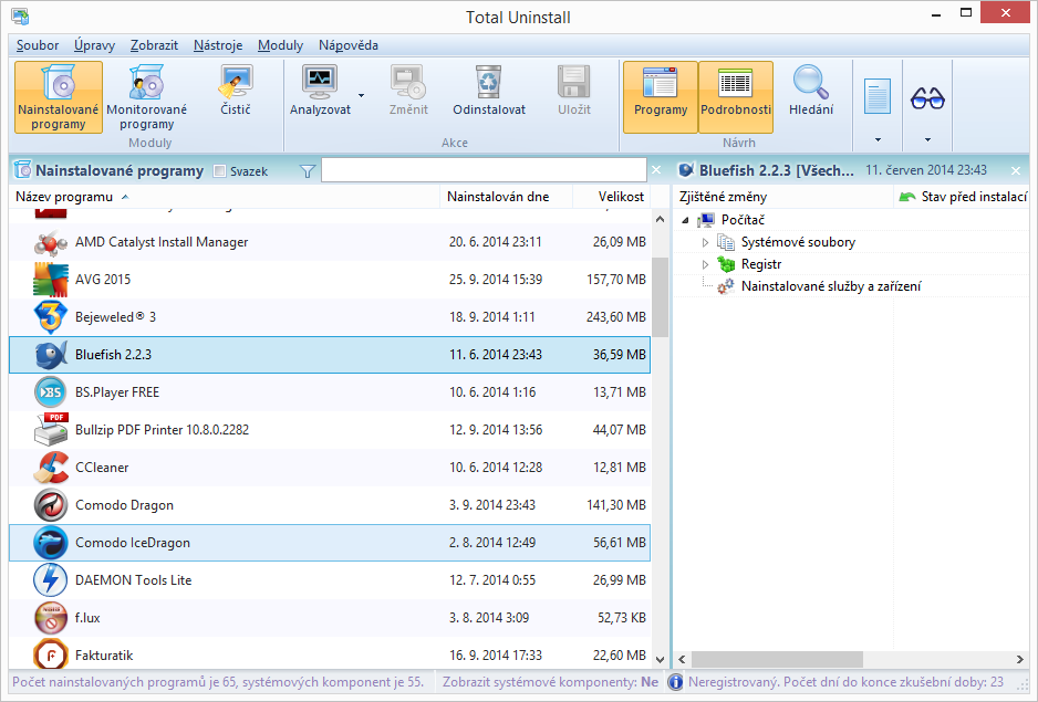 Total Uninstall: zobrazení podrobností odinstalovávané položky Total Uninstall: zobrazení podrobností odinstalovávané položky