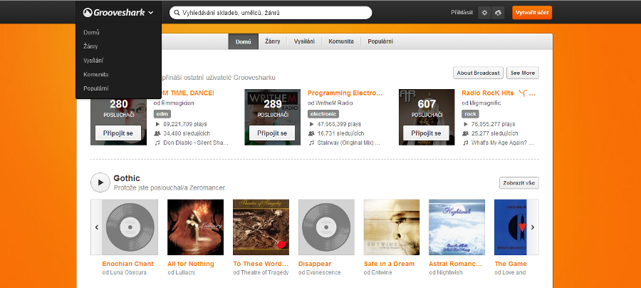 Grooveshark česky hrající i komunikující Grooveshark česky hrající i komunikující