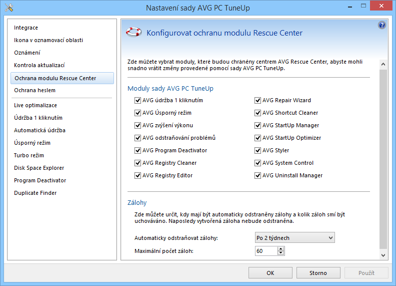 AVG PC TuneUp: centrum záchrany AVG PC TuneUp: centrum záchrany