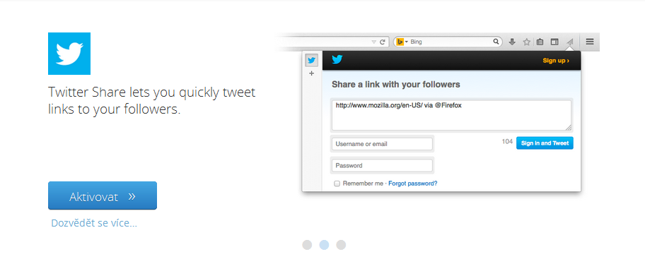 Firefox Share: aktivace widgetu pro Twitter Firefox Share: aktivace widgetu pro Twitter