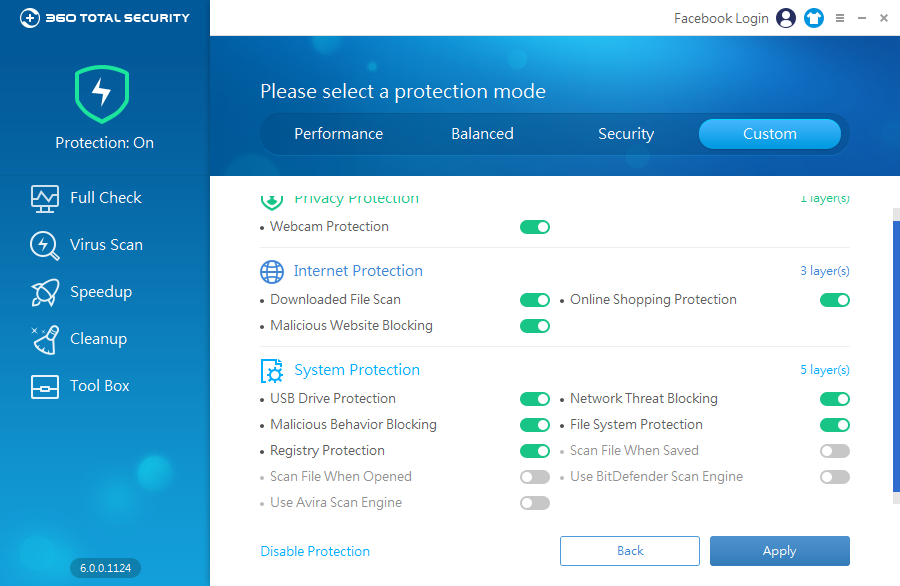 360 Total Security: všechny dostupné bezpečnostní funcionality 360 Total Security: všechny dostupné bezpečnostní funcionality
