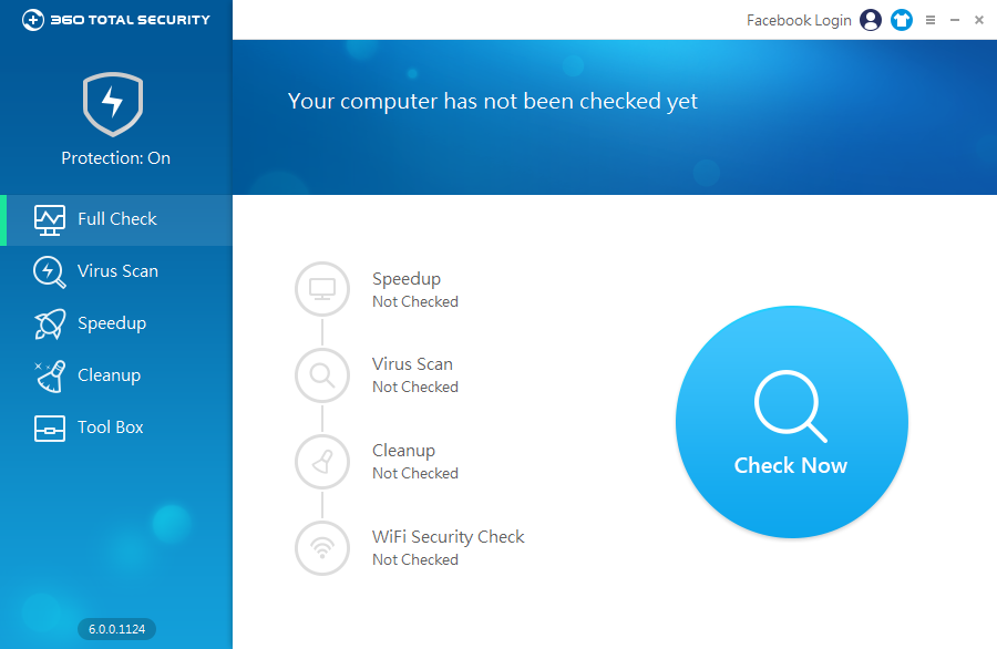 360 Total Security: výchozí prostředí s několika základními volbami 360 Total Security: výchozí prostředí s několika základními volbami