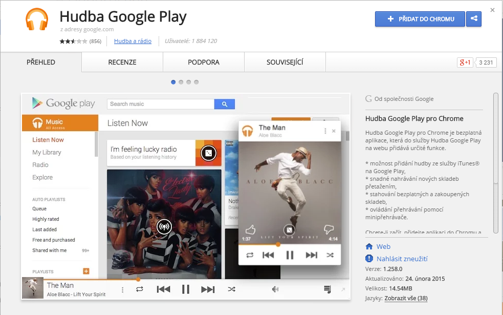 Hudba Google Play pro Chrome Hudba Google Play pro Chrome