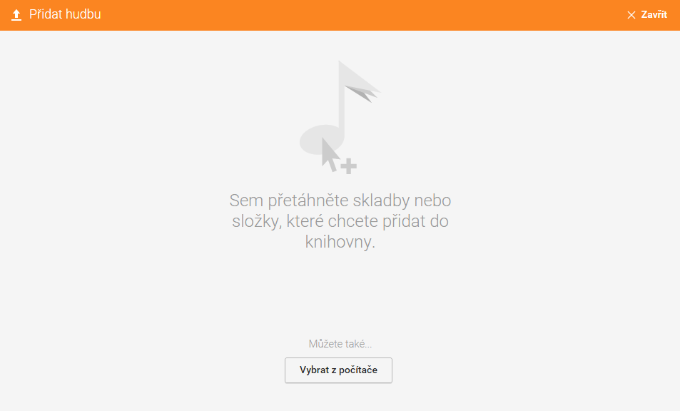 Okno pro přidání hudby Okno pro přidání hudby