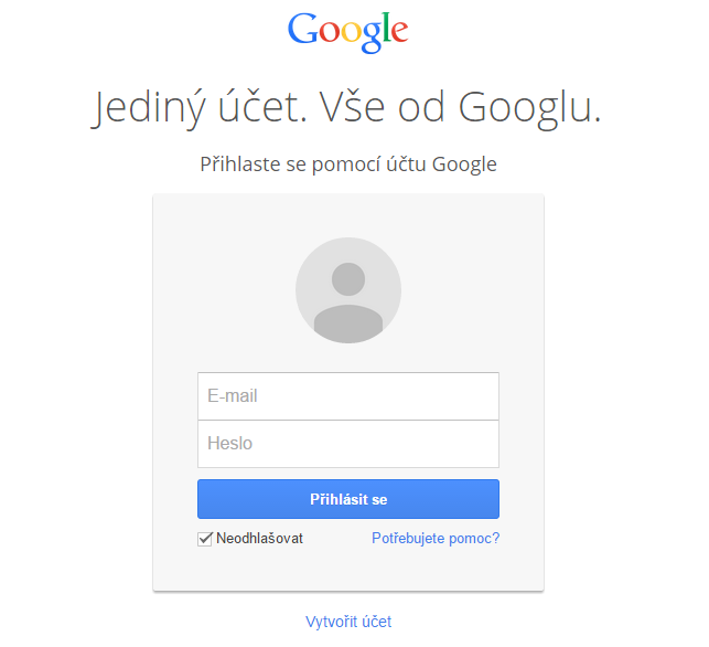 Přihlásit se - vytvořit účet od Googlu Přihlásit se - vytvořit účet od Googlu