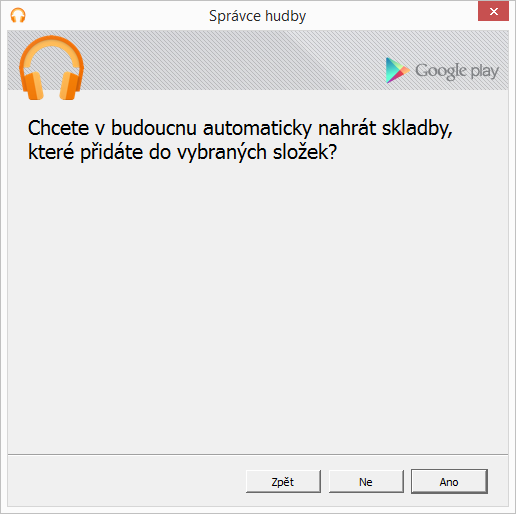 Volba automatického nahrávání na Google Play Volba automatického nahrávání na Google Play