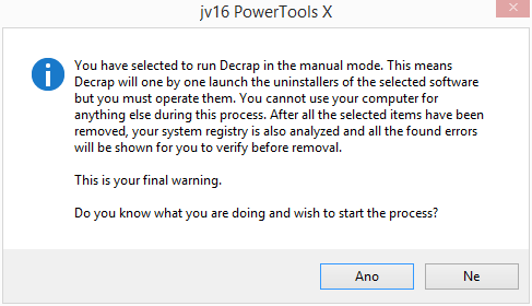 V manuálním módu bude třeba odinstalaci odsouhlašovat krok za krokem V manuálním módu bude třeba odinstalaci odsouhlašovat krok za krokem