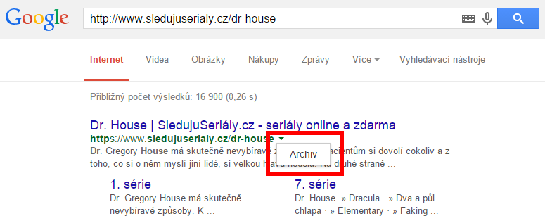 Ve výsledcích vyhledávání odklikneme Archív Ve výsledcích vyhledávání odklikneme Archív