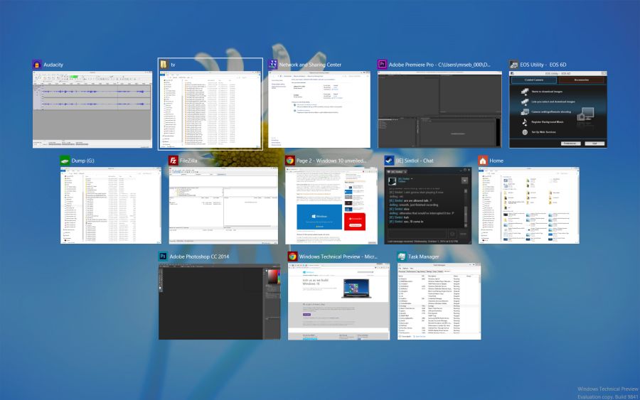 Windows 10 a jeho přepínání aktivních aplikací a oken pomocí Alt-Tab (Zdroj: ExtremeTech.com) Windows 10 a jeho přepínání aktivních aplikací a oken pomocí Alt-Tab (Zdroj: ExtremeTech.com)