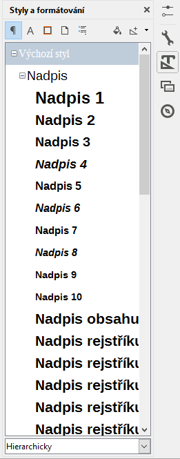 LibreOffice 5: náhledy stylů v postranním panelu LibreOffice 5: náhledy stylů v postranním panelu