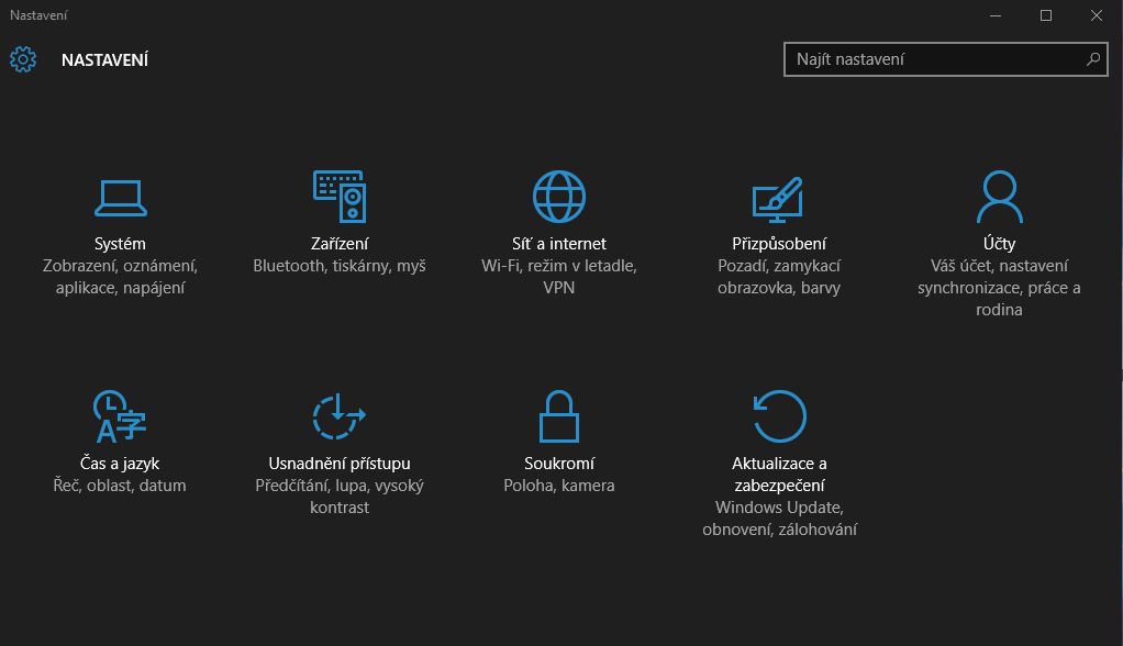 Nejnovější podoba Nastavení zapadá do vizuálního stylu Desítek - ovšem s funkčností této nabídky je to horší Nejnovější podoba Nastavení zapadá do vizuálního stylu Desítek - ovšem s funkčností této nabídky je to horší