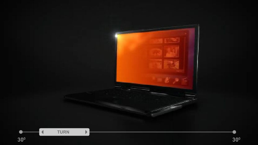 A jak se notebook otáčí, na obrazovce lze postupně vidět pouze zlatý filtr od 3M A jak se notebook otáčí, na obrazovce lze postupně vidět pouze zlatý filtr od 3M