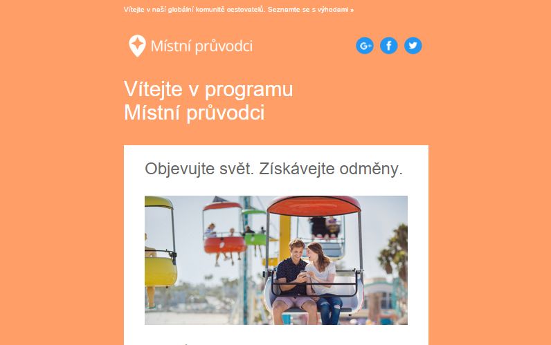 Potvrzovací email nového Místního průvodce Potvrzovací email nového Místního průvodce