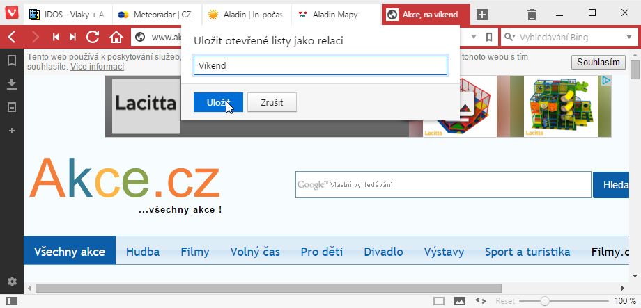 Vivaldi nám umožní uložit všechny otevřené panely coby relaci Vivaldi nám umožní uložit všechny otevřené panely coby relaci