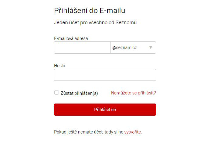 Nejprve se přihlásíme do rozhraní Seznamu Nejprve se přihlásíme do rozhraní Seznamu