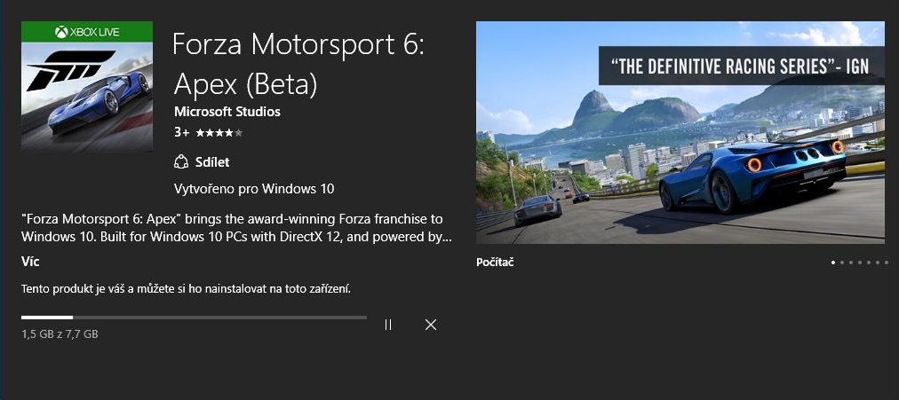 Forza Motorsport 6: Apex je coby beta ve Windows Store dostupná zdarma Forza Motorsport 6: Apex je coby beta ve Windows Store dostupná zdarma