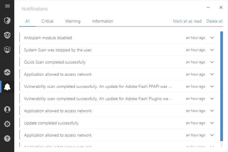 Notifications - nabízejí upozornění na úplně všechny operace Bitdefender Internet Security Notifications - nabízejí upozornění na úplně všechny operace Bitdefender Internet Security