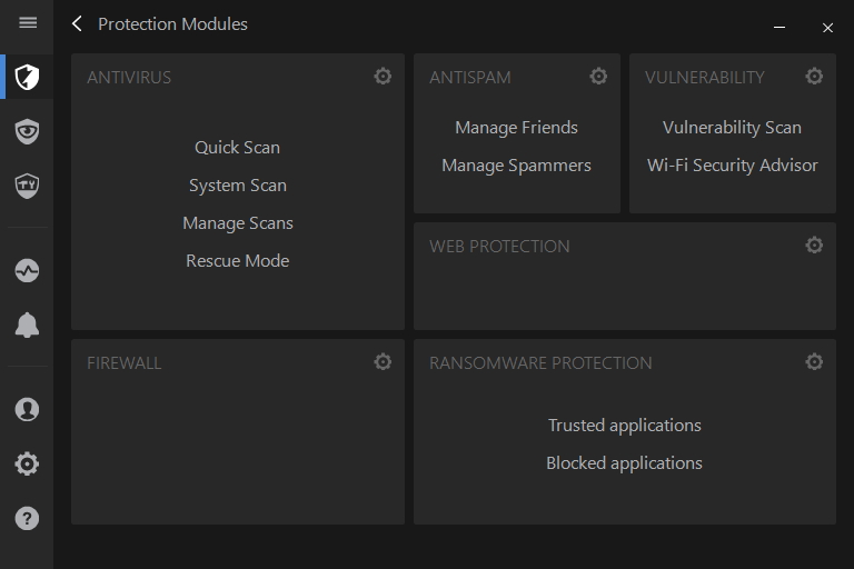 Moduly bezpečnostních ochran Bitdefender Internet Security Moduly bezpečnostních ochran Bitdefender Internet Security