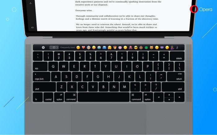 Macbook Touch Bar rozsvítí Opera smajlíky Macbook Touch Bar rozsvítí Opera smajlíky