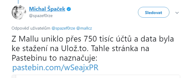 Jeden z prvních, kdo na možný útok upozornil, byl Michal Špaček Jeden z prvních, kdo na možný útok upozornil, byl Michal Špaček