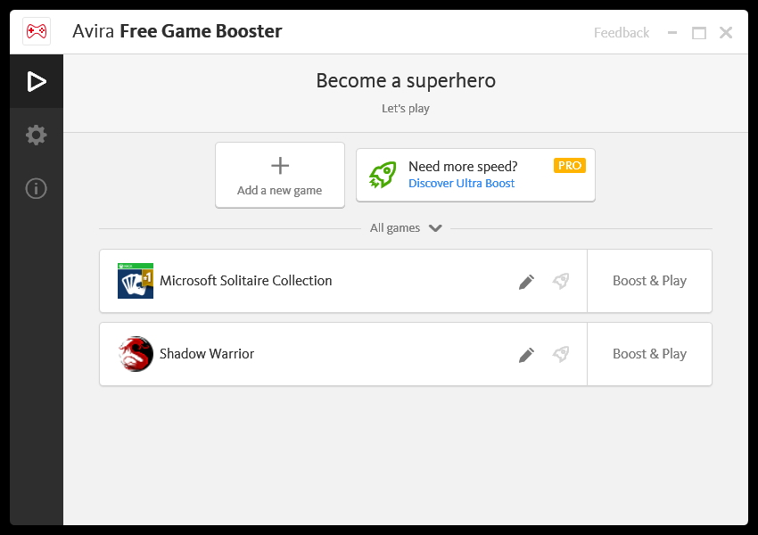 Game Booster je samostatnou aplikací spravující herní režim Game Booster je samostatnou aplikací spravující herní režim
