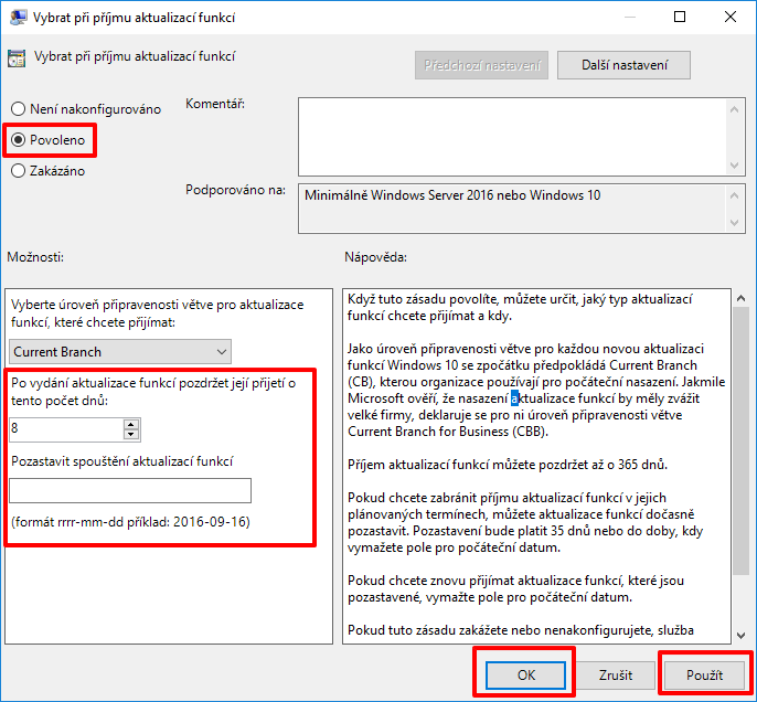 Další možností pozdržení povýšení Fall Creators je úprava Editoru místních zásad skupiny Další možností pozdržení povýšení Fall Creators je úprava Editoru místních zásad skupiny