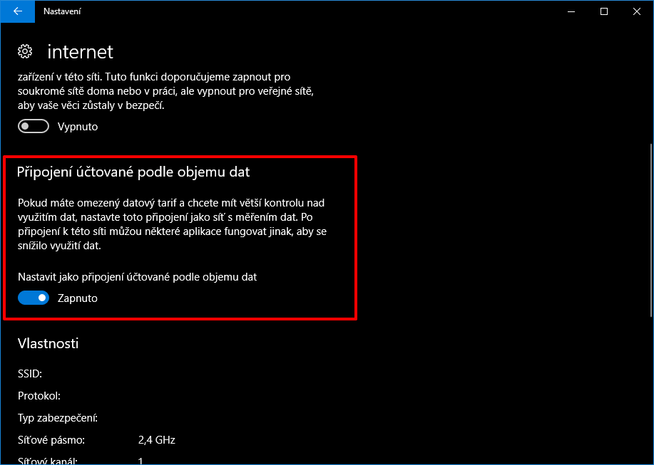 Uživatelé Windows 10 Home mohou zkusit nastavit připojení k internetu coby účtované podle objemu dat Uživatelé Windows 10 Home mohou zkusit nastavit připojení k internetu coby účtované podle objemu dat