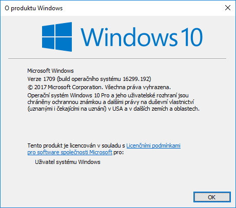 Verze Windows 10 postižená rádobyopravou je označena 16299.192 Verze Windows 10 postižená rádobyopravou je označena 16299.192