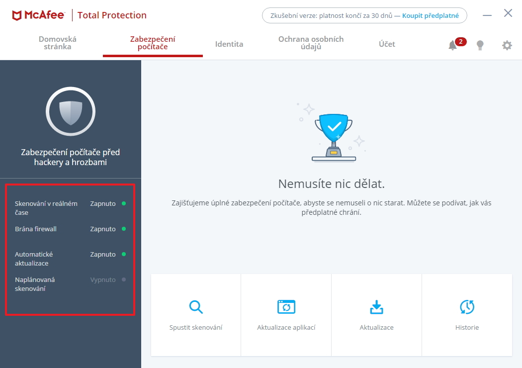 Krom jedněm položek tu máme ještě druhé, které tak úplně položkami ovládání nejsou... Krom jedněm položek tu máme ještě druhé, které tak úplně položkami ovládání nejsou...