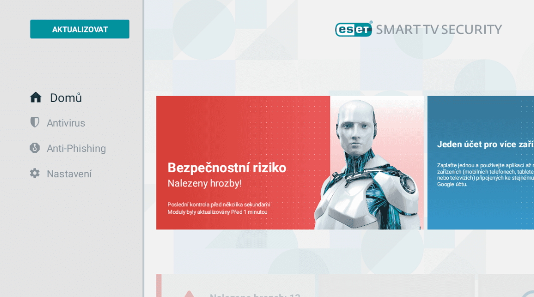 Zabezpečení od Eset v podobě aplikace pro chytré televize (Zdroj: Lupa.cz) Zabezpečení od Eset v podobě aplikace pro chytré televize (Zdroj: Lupa.cz)