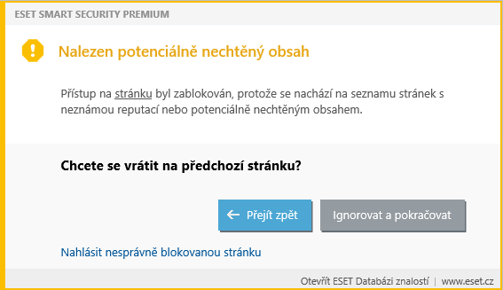 Upozornění ESETu na rizikový eshop Upozornění ESETu na rizikový eshop