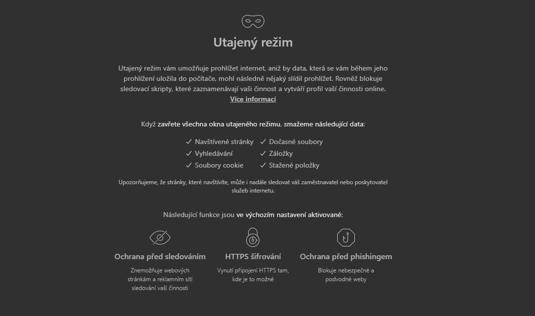 Utajený režim v Avast Secure Browseru Utajený režim v Avast Secure Browseru