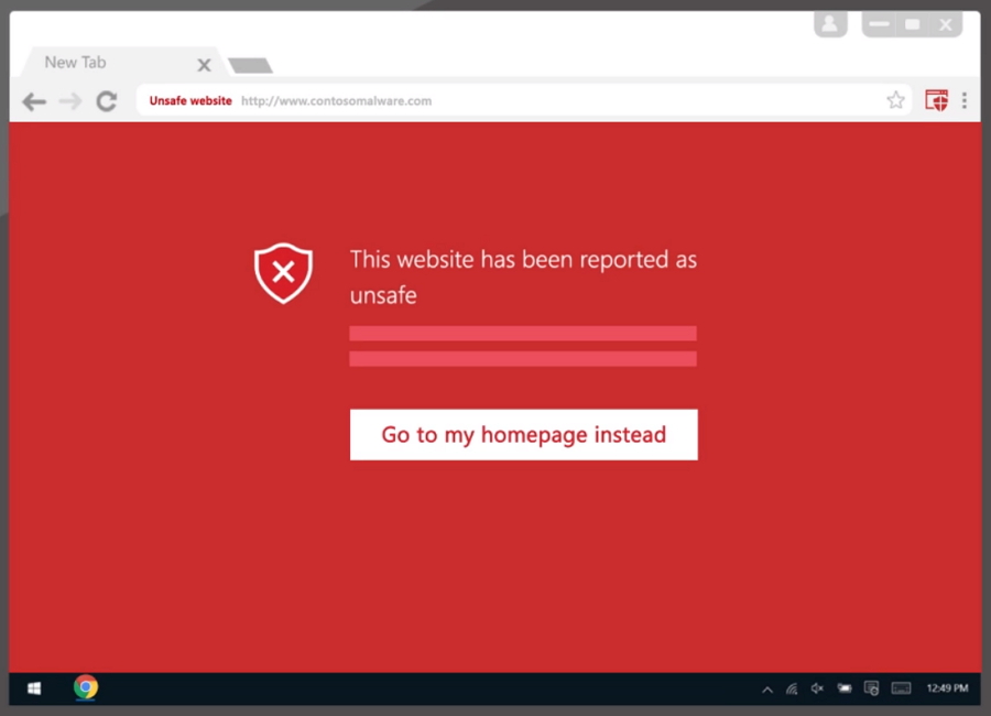 Windows Defender Browser Protection při akci v Chrome (Zdroj: Microsoft.com) Windows Defender Browser Protection při akci v Chrome (Zdroj: Microsoft.com)
