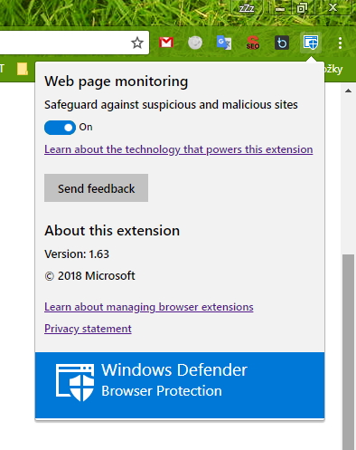 Podoba okýnka Windows Defender Browser Protection přímo v Chrome Podoba okýnka Windows Defender Browser Protection přímo v Chrome