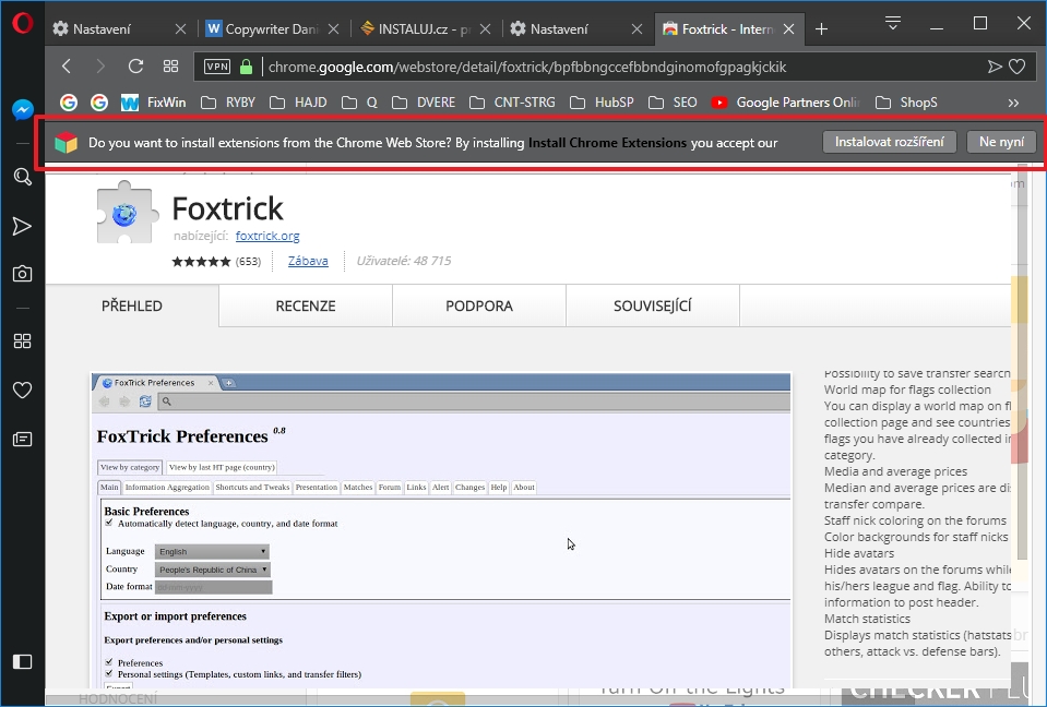 Správce rozšíření Opery nyní podporuje funkci Install Chrome Extensions Správce rozšíření Opery nyní podporuje funkci Install Chrome Extensions