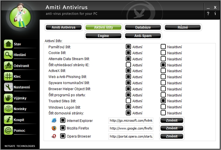 Amiti Antivirus: přehled štítů Amiti Antivirus: přehled štítů