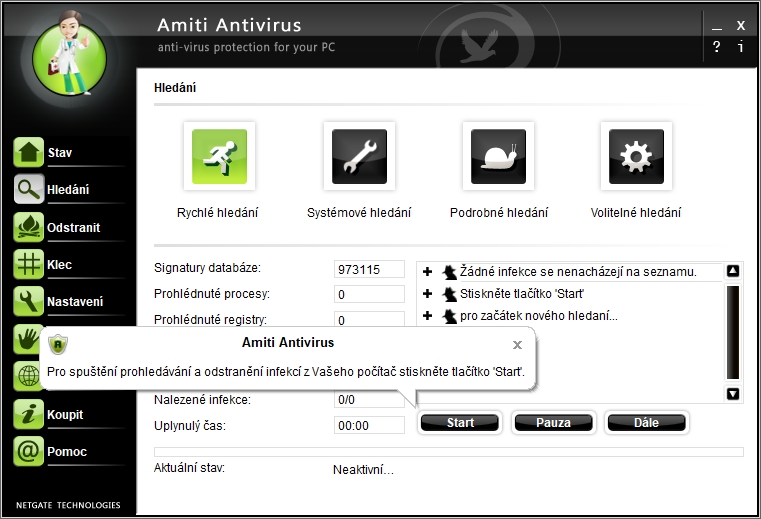 Už design výchozí obrazovky Amiti Antiviru dává znát, že aktuálnost produktu se tady neřeší Už design výchozí obrazovky Amiti Antiviru dává znát, že aktuálnost produktu se tady neřeší