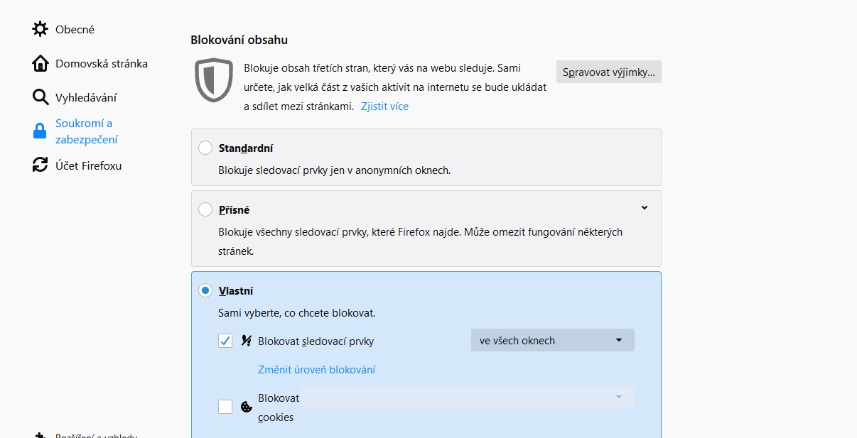 Firefox 65: úrovňové nastavení blokování sledování Firefox 65: úrovňové nastavení blokování sledování