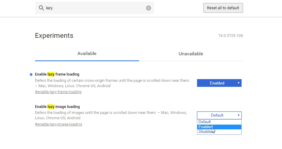 V chrome://flags najde i Enable lazy frame loading a Enable lazy image loading V chrome://flags najde i Enable lazy frame loading a Enable lazy image loading