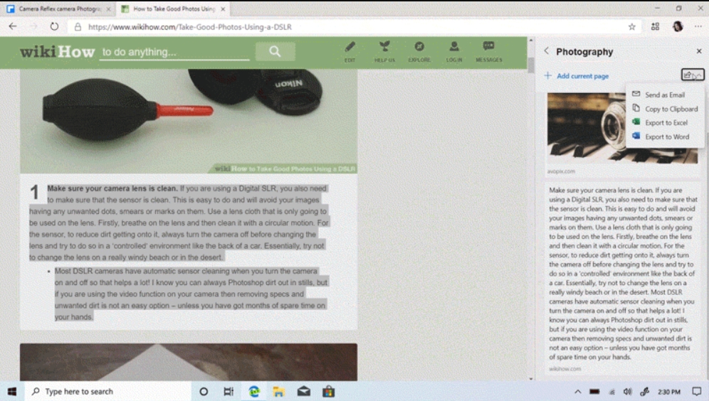 Kolekce v akci (Zdroj: Microsoft Edge Blog) Kolekce v akci (Zdroj: Microsoft Edge Blog)